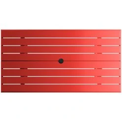 Lancaster Table & Seating 32" X 60" Red Powder-Coated Aluminum Dining Height Outdoor Table With Umbrella Hole And 4 Side Chairs -Zown Shop 2342626