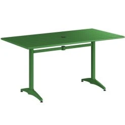 Lancaster Table & Seating 32" X 60" Green Powder-Coated Aluminum Standard Height Outdoor Table With Umbrella Hole And 4 Side Chairs -Zown Shop 2342642