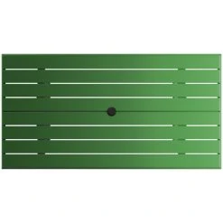 Lancaster Table & Seating 32" X 60" Green Powder-Coated Aluminum Standard Height Outdoor Table With Umbrella Hole And 6 Side Chairs -Zown Shop 2342645