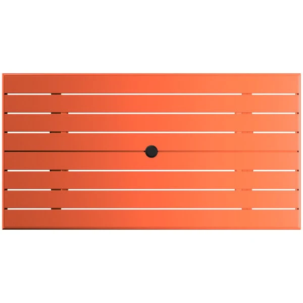 Lancaster Table & Seating 32" X 60" Orange Powder-Coated Aluminum Standard Height Outdoor Table With Umbrella Hole And 4 Arm Chairs 5 Lancaster Table & Seating 32" X 60" Orange Powder-Coated Aluminum Standard Height Outdoor Table With Umbrella Hole And 4 Arm Chairs - Image 5