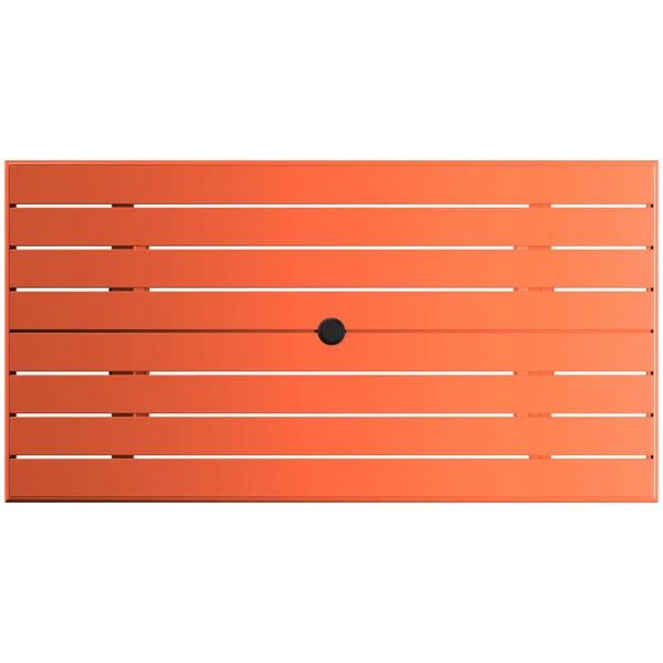 Lancaster Table & Seating 32" X 60" Orange Powder-Coated Aluminum Standard Height Outdoor Table With Umbrella Hole And 6 Side Chairs 5 Lancaster Table & Seating 32" X 60" Orange Powder-Coated Aluminum Standard Height Outdoor Table With Umbrella Hole And 6 Side Chairs - Image 5