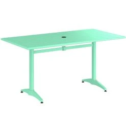 Lancaster Table & Seating 32" X 60" Seafoam Powder-Coated Aluminum Standard Height Outdoor Table With Umbrella Hole And 4 Arm Chairs 8 Lancaster Table & Seating 32" X 60" Seafoam Powder-Coated Aluminum Standard Height Outdoor Table With Umbrella Hole And 4 Arm Chairs -Zown Shop 2342653