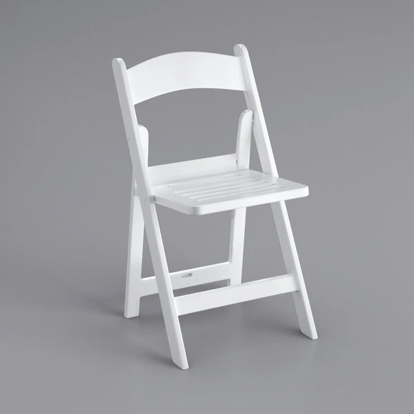 Lancaster Table & Seating White Resin Folding Chair With Slatted Seat 2 Lancaster Table & Seating White Resin Folding Chair With Slatted Seat - Image 2