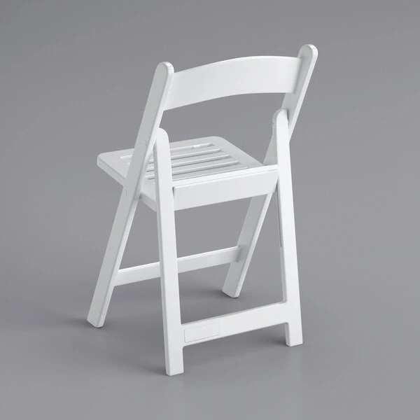 Lancaster Table & Seating White Resin Folding Chair With Slatted Seat 3 Lancaster Table & Seating White Resin Folding Chair With Slatted Seat - Image 3