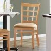Lancaster Table & Seating Natural Wooden Window Back Chair With 2 1/2" Light Brown Padded Seat