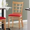 Lancaster Table & Seating Natural Wooden Window Back Chair With 2 1/2" Red Padded Seat