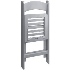 Lancaster Table & Seating Gray Resin Folding Chair With Slatted Seat -Zown Shop 2353496