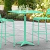 Lancaster Table & Seating 32" X 32" Sea Foam Powder-Coated Aluminum Bar Height Outdoor Table With Umbrella Hole