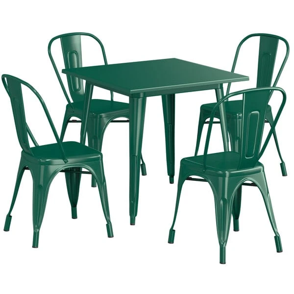 LT&S Alloy Series Lancaster Table & Seating Alloy Series 32" X 32" Emerald Dining Height Outdoor Table With 4 Industrial Cafe Chairs 2 LT&S Alloy Series Lancaster Table & Seating Alloy Series 32" X 32" Emerald Dining Height Outdoor Table With 4 Industrial Cafe Chairs - Image 2