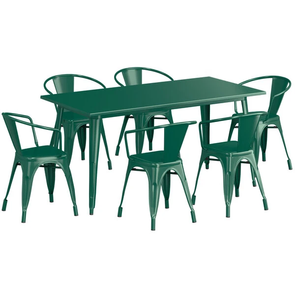 LT&S Alloy Series Lancaster Table & Seating Alloy Series 63" X 32" Emerald Dining Height Outdoor Table With 6 Arm Chairs 2 LT&S Alloy Series Lancaster Table & Seating Alloy Series 63" X 32" Emerald Dining Height Outdoor Table With 6 Arm Chairs - Image 2