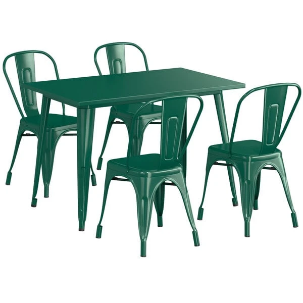 LT&S Alloy Series Lancaster Table & Seating Alloy Series 48" X 30" Emerald Dining Height Outdoor Table With 4 Industrial Cafe Chairs 2 LT&S Alloy Series Lancaster Table & Seating Alloy Series 48" X 30" Emerald Dining Height Outdoor Table With 4 Industrial Cafe Chairs - Image 2