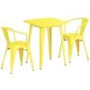 LT&S Alloy Series Lancaster Table & Seating Alloy Series 24" X 24" Yellow Dining Height Outdoor Table With 2 Arm Chairs