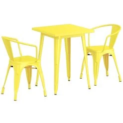 LT&S Alloy Series Lancaster Table & Seating Alloy Series 24" X 24" Yellow Dining Height Outdoor Table With 2 Arm Chairs