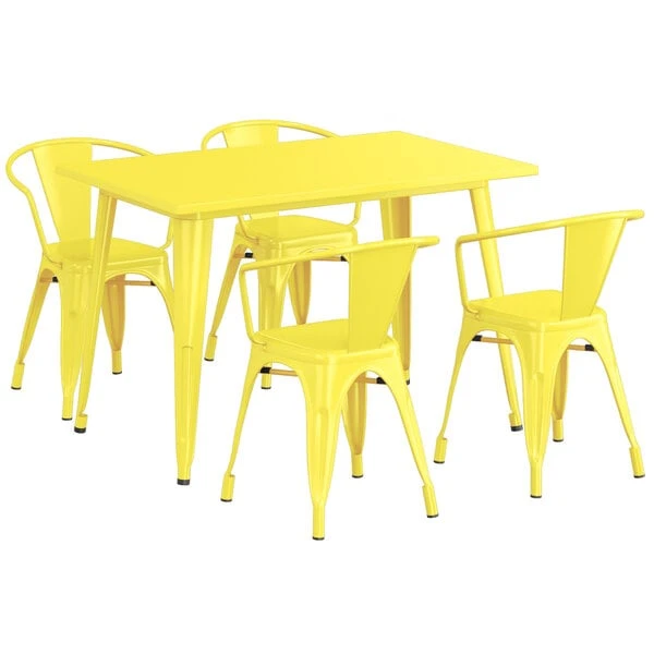 LT&S Alloy Series Lancaster Table & Seating Alloy Series 48" X 30" Yellow Dining Height Outdoor Table With 4 Arm Chairs 2 LT&S Alloy Series Lancaster Table & Seating Alloy Series 48" X 30" Yellow Dining Height Outdoor Table With 4 Arm Chairs - Image 2