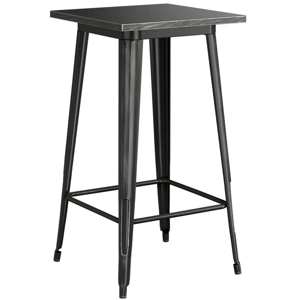 LT&S Alloy Series Lancaster Table & Seating Alloy Series 24" X 24" Distressed Black Outdoor Bar Height Table 2 LT&S Alloy Series Lancaster Table & Seating Alloy Series 24" X 24" Distressed Black Outdoor Bar Height Table - Image 2