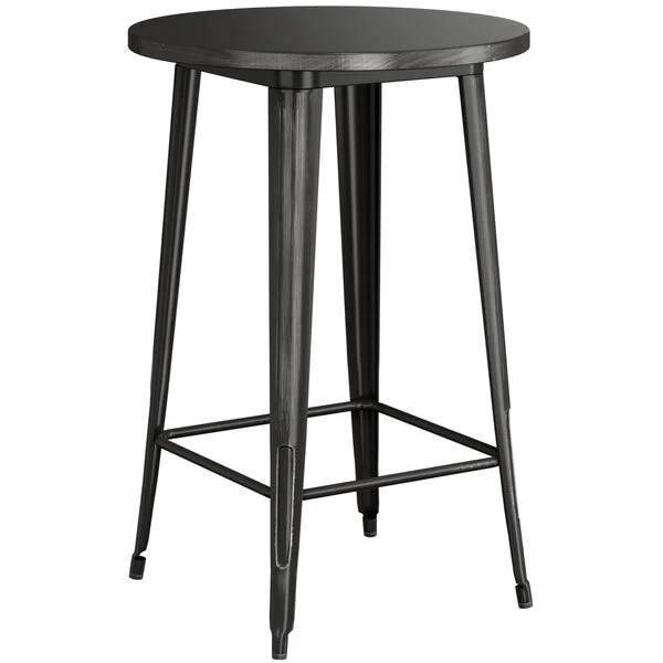 LT&S Alloy Series Lancaster Table & Seating Alloy Series 30" Round Distressed Black Outdoor Bar Height Table 2 LT&S Alloy Series Lancaster Table & Seating Alloy Series 30" Round Distressed Black Outdoor Bar Height Table - Image 2