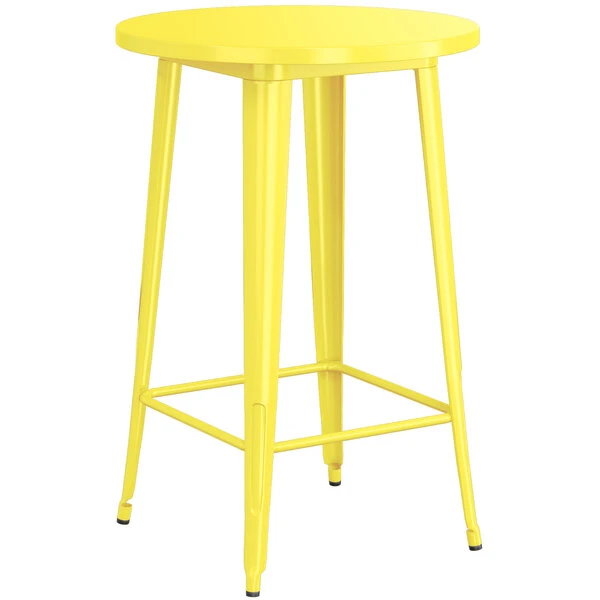 LT&S Alloy Series Lancaster Table & Seating Alloy Series 30" Round Yellow Outdoor Bar Height Table 2 LT&S Alloy Series Lancaster Table & Seating Alloy Series 30" Round Yellow Outdoor Bar Height Table - Image 2