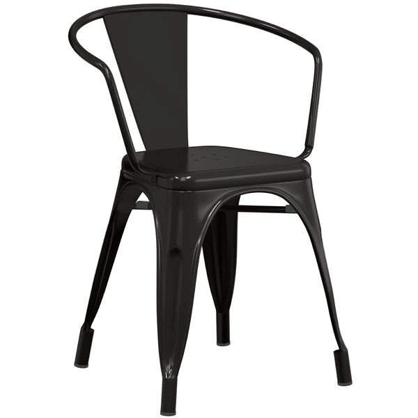 LT&S Alloy Series Lancaster Table & Seating Alloy Series Black Metal Indoor / Outdoor Industrial Cafe Arm Chair 2 LT&S Alloy Series Lancaster Table & Seating Alloy Series Black Metal Indoor / Outdoor Industrial Cafe Arm Chair - Image 2