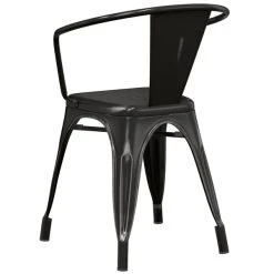 LT&S Alloy Series Lancaster Table & Seating Alloy Series Distressed Black Metal Indoor / Outdoor Industrial Cafe Arm Chair -Zown Shop 2361344