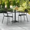 Lancaster Table & Seating 24" X 32" Black Powder-Coated Aluminum Standard Height Outdoor Table With Umbrella Hole And 2 Arm Chairs