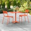 Lancaster Table & Seating 24" X 32" Orange Powder-Coated Aluminum Standard Height Outdoor Table With Umbrella Hole And 2 Side Chairs