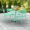Lancaster Table & Seating 32" X 32" Seafoam Powder-Coated Aluminum Standard Height Outdoor Table With Umbrella Hole And 4 Side Chairs