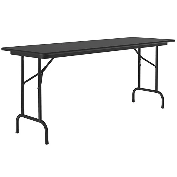 Correll 24" X 72" Black Granite Light Duty Melamine Folding Table With Black Frame 1 Correll 24" X 72" Black Granite Light Duty Melamine Folding Table With Black Frame