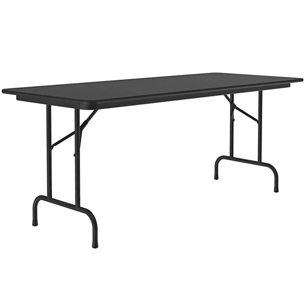 Correll 30" X 96" Black Granite Light Duty Melamine Folding Table With Black Frame 1 Correll 30" X 96" Black Granite Light Duty Melamine Folding Table With Black Frame