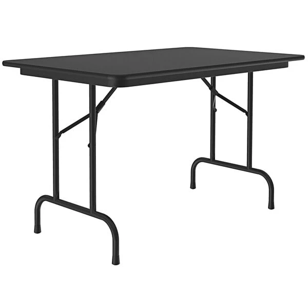 Correll 30" X 48" Black Granite Light Duty Melamine Folding Table With Black Frame 1 Correll 30" X 48" Black Granite Light Duty Melamine Folding Table With Black Frame