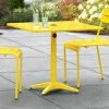 Lancaster Table & Seating 32" X 32" Yellow Powder-Coated Aluminum Dining Height Outdoor Table With Umbrella Hole