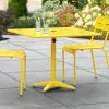 Lancaster Table & Seating 36" X 36" Yellow Powder-Coated Aluminum Dining Height Outdoor Table With Umbrella Hole