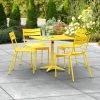 Lancaster Table & Seating 32" X 32" Yellow Powder-Coated Aluminum Standard Height Outdoor Table With Umbrella Hole And 4 Side Chairs