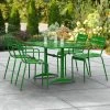 Lancaster Table & Seating 32" X 48" Green Powder-Coated Aluminum Standard Height Outdoor Table With Umbrella Hole And 4 Arm Chairs