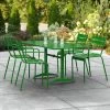 Lancaster Table & Seating 32" X 60" Green Powder-Coated Aluminum Standard Height Outdoor Table With Umbrella Hole And 4 Arm Chairs