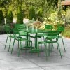 Lancaster Table & Seating 32" X 60" Green Powder-Coated Aluminum Standard Height Outdoor Table With Umbrella Hole And 6 Side Chairs