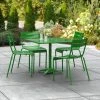Lancaster Table & Seating 36" X 36" Green Powder-Coated Aluminum Standard Height Outdoor Table With Umbrella Hole And 4 Side Chairs