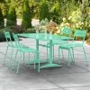 Lancaster Table & Seating 32" X 60" Seafoam Powder-Coated Aluminum Standard Height Outdoor Table With Umbrella Hole And 4 Side Chairs