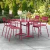 Lancaster Table & Seating 32" X 48" Sangria Powder-Coated Aluminum Standard Height Outdoor Table With Umbrella Hole And 4 Arm Chairs