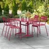 Lancaster Table & Seating 32" X 60" Sangria Powder-Coated Aluminum Standard Height Outdoor Table With Umbrella Hole And 4 Arm Chairs