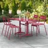 Lancaster Table & Seating 32" X 60" Sangria Powder-Coated Aluminum Standard Height Outdoor Table With Umbrella Hole And 4 Side Chairs