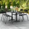 Lancaster Table & Seating 32" X 48" Black Powder-Coated Aluminum Standard Height Outdoor Table With Umbrella Hole And 4 Side Chairs