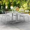 Lancaster Table & Seating 32" X 60" Silver Powder-Coated Aluminum Dining Height Outdoor Table With Umbrella Hole