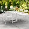 Lancaster Table & Seating 32" X 60" White Powder-Coated Aluminum Dining Height Outdoor Table With Umbrella Hole