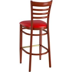 LT&S Spartan Series Lancaster Table & Seating Spartan Series Bar Height Metal Ladder Back Chair With Mahogany Wood Grain Finish And Red Vinyl Seat 5 LT&S Spartan Series Lancaster Table & Seating Spartan Series Bar Height Metal Ladder Back Chair With Mahogany Wood Grain Finish And Red Vinyl Seat -Zown Shop 2371281