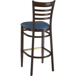 LT&S Spartan Series Lancaster Table & Seating Spartan Series Bar Height Metal Ladder Back Chair With Walnut Wood Grain Finish And Navy Vinyl Seat 5 LT&S Spartan Series Lancaster Table & Seating Spartan Series Bar Height Metal Ladder Back Chair With Walnut Wood Grain Finish And Navy Vinyl Seat -Zown Shop 2371299
