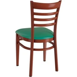 LT&S Spartan Series Lancaster Table & Seating Spartan Series Metal Ladder Back Chair With Mahogany Wood Grain Finish And Green Vinyl Seat 5 LT&S Spartan Series Lancaster Table & Seating Spartan Series Metal Ladder Back Chair With Mahogany Wood Grain Finish And Green Vinyl Seat -Zown Shop 2371393