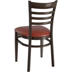 LT&S Spartan Series Lancaster Table & Seating Spartan Series Metal Ladder Back Chair With Walnut Wood Grain Finish And Burgundy Vinyl Seat 5 LT&S Spartan Series Lancaster Table & Seating Spartan Series Metal Ladder Back Chair With Walnut Wood Grain Finish And Burgundy Vinyl Seat -Zown Shop 2371407
