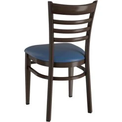 LT&S Spartan Series Lancaster Table & Seating Spartan Series Metal Ladder Back Chair With Walnut Wood Grain Finish And Navy Vinyl Seat 5 LT&S Spartan Series Lancaster Table & Seating Spartan Series Metal Ladder Back Chair With Walnut Wood Grain Finish And Navy Vinyl Seat -Zown Shop 2371417