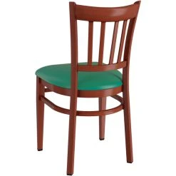 LT&S Spartan Series Lancaster Table & Seating Spartan Series Metal Slat Back Chair With Mahogany Wood Grain Finish And Green Vinyl Seat 5 LT&S Spartan Series Lancaster Table & Seating Spartan Series Metal Slat Back Chair With Mahogany Wood Grain Finish And Green Vinyl Seat -Zown Shop 2371435