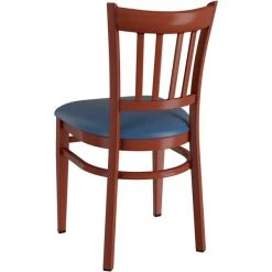 LT&S Spartan Series Lancaster Table & Seating Spartan Series Metal Slat Back Chair With Mahogany Wood Grain Finish And Navy Vinyl Seat 5 LT&S Spartan Series Lancaster Table & Seating Spartan Series Metal Slat Back Chair With Mahogany Wood Grain Finish And Navy Vinyl Seat -Zown Shop 2371439
